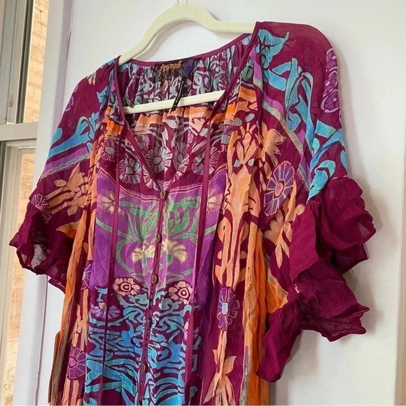 NWT Free People Back to Barcelona Kaftan Duster Kimono Maxi Dress Boho Printed - Picture 9 of 17